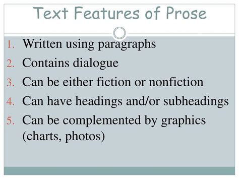 features of prose.